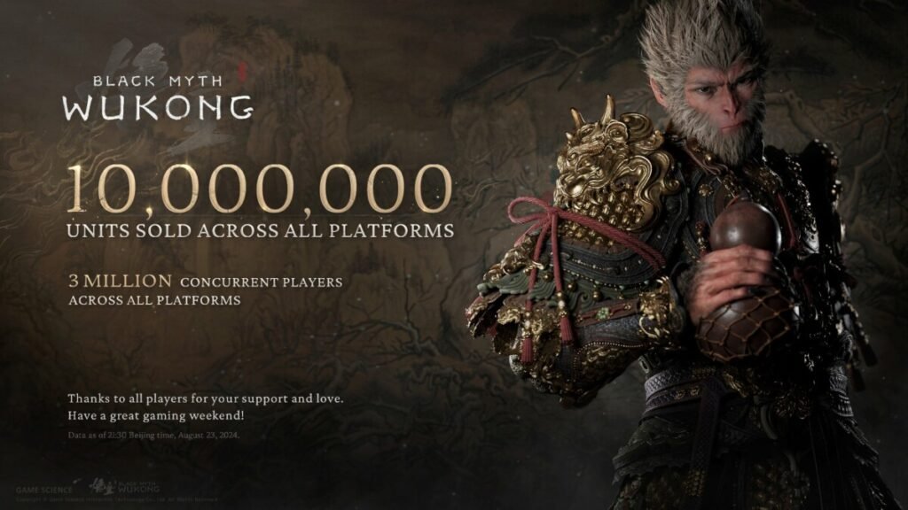 Vendas de Black Myth: Wukong alcançam 10 milhões de unidades!