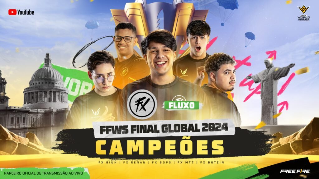 Fluxo leva a coroa na Free Fire World Series (FFWS) Final Global 2024 depois de marcar 3 Booyah’s na Grande Final