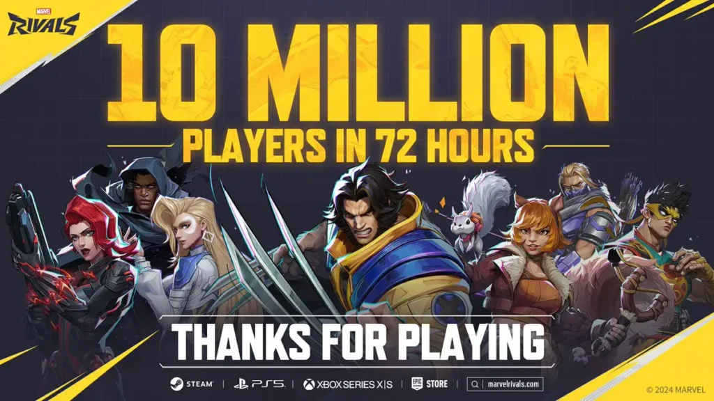 Marvel Rivals ultrapassa a marca de 10 milhões de jogadores em 72 horas
