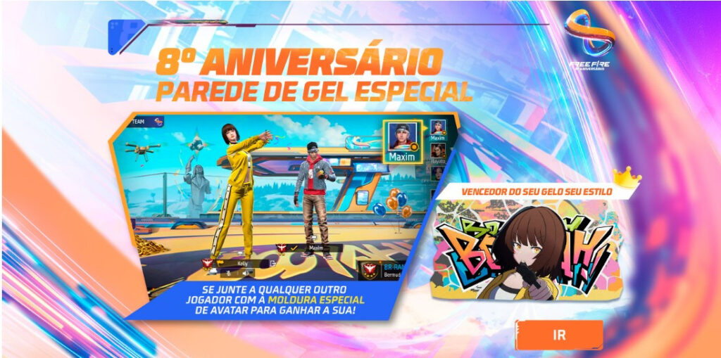 8º aniversário Free Fire- Parede de Gel