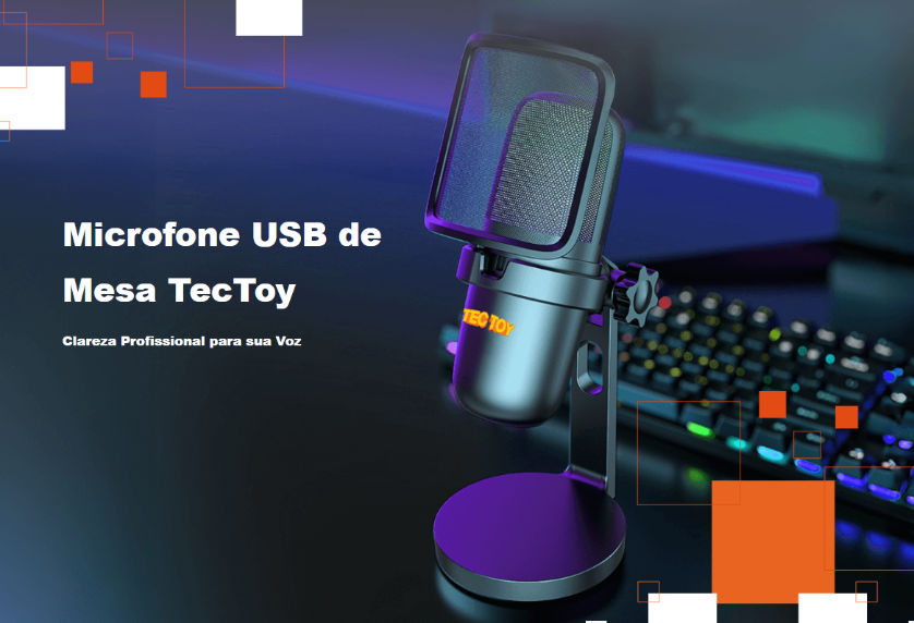 Microfone de Mesa USB - Tec Toy