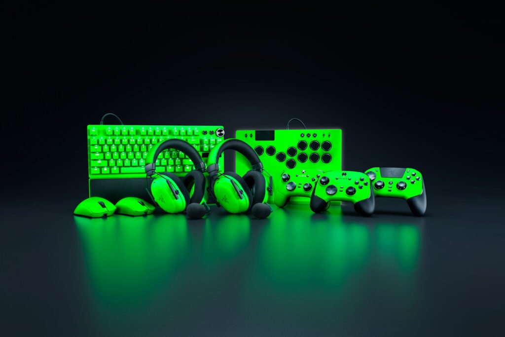 Um conjunto completo de equipamentos competitivos, agora disponível no verde da Razer. Projetado para todas as plataformas e estilos de jogo