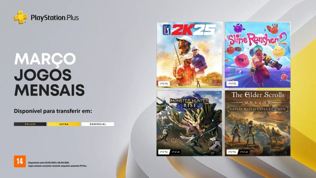 Jogos mensais PlayStation Plus Março 2026 thumb